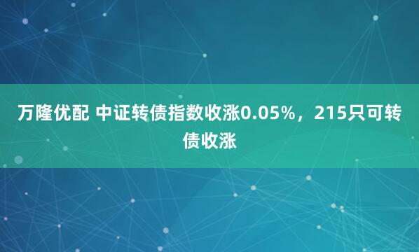万隆优配 中证转债指数收涨0.05%，215只可转债收涨