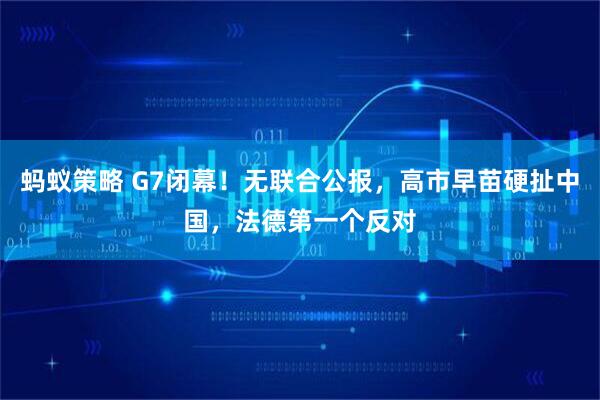 蚂蚁策略 G7闭幕！无联合公报，高市早苗硬扯中国，法德第一个反对